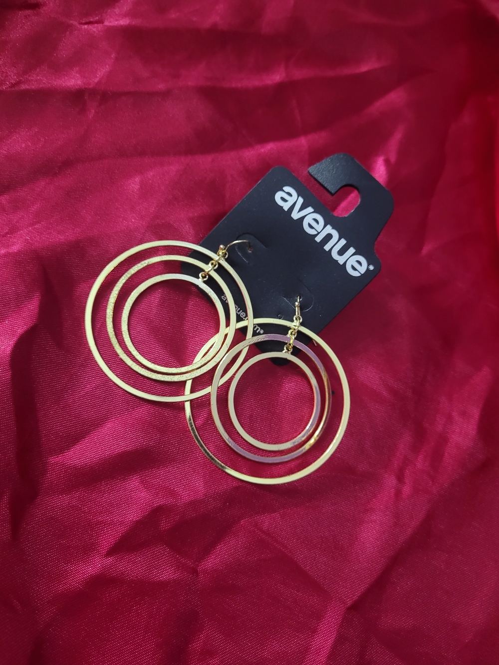 Avenue Gold-Tone Triple Hoop Drop Earrings